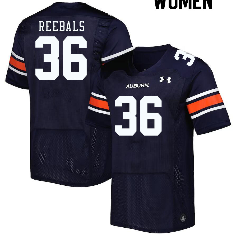 Women #36 Luke Reebals Auburn Tigers College Football Jerseys Stitched-Navy - Click Image to Close